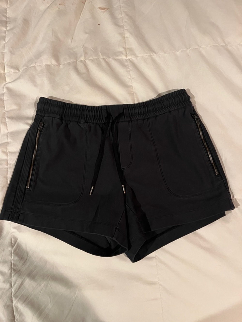 Athleta Black Women's Drawstring Athletic Shorts with Zip Pockets